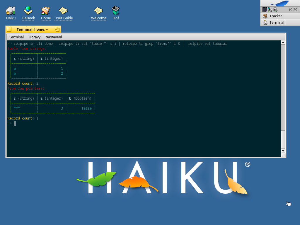 regular v0.8 build running in Haiku OS